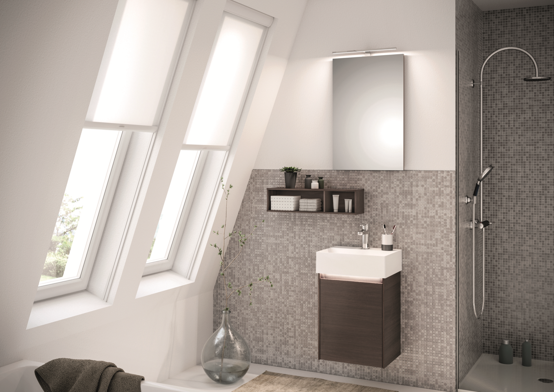 Badezimmer mit Dachschräge