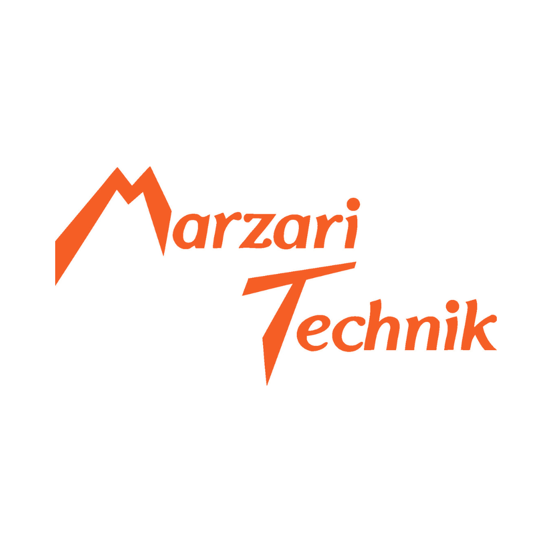 Das Bild zeigt das Herstellerlogo der Firma Marzari Technik. Der Schriftzug des Logos ist orange und der Hintergrund weiß.