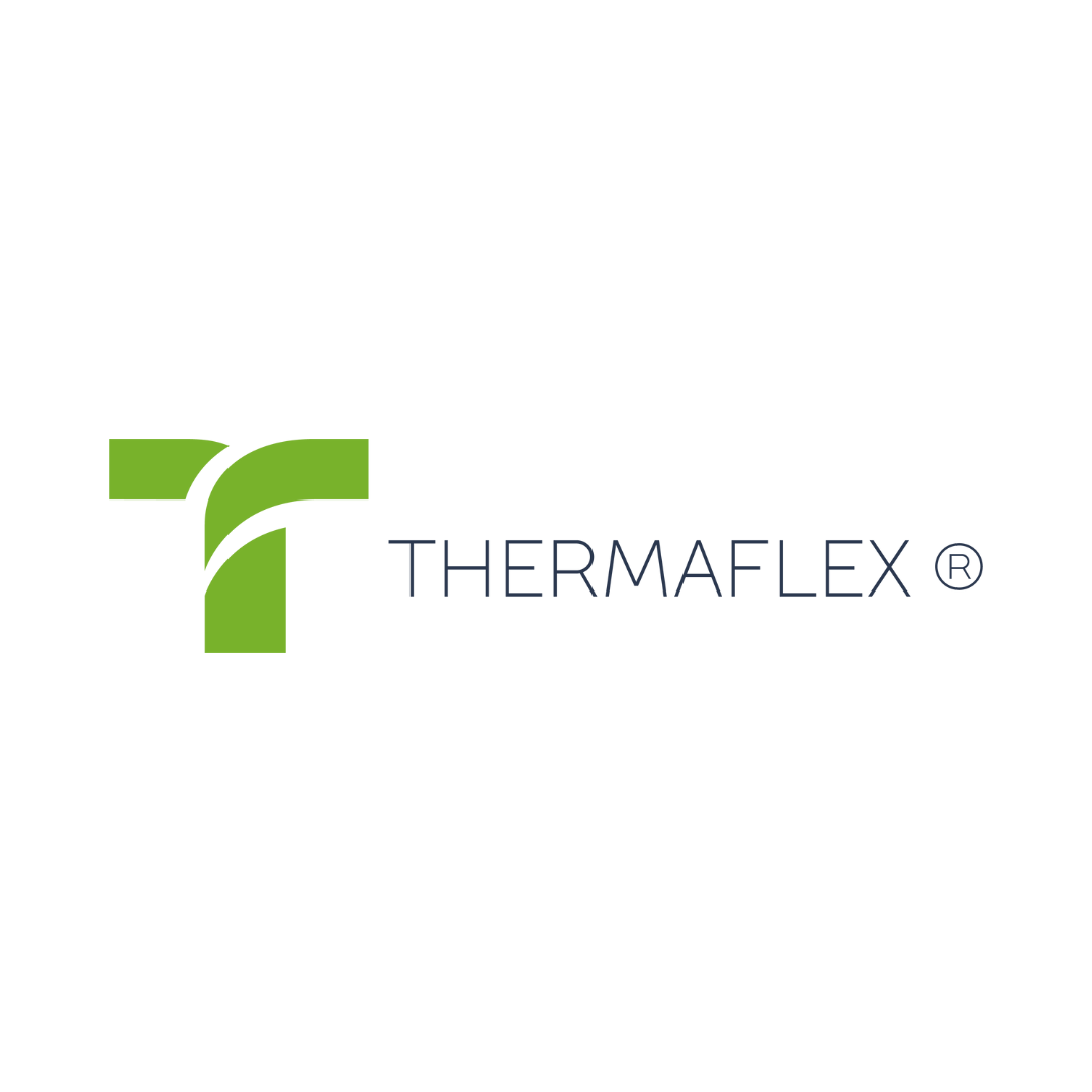 Das Bild zeigt das Logo des Herstellers Thermaflex der u.a. für Fußbodenheizungsrohr bekannt ist. Das Logo ist in den Farben grün und grau gehalten, der Hintergrund ist weiß.