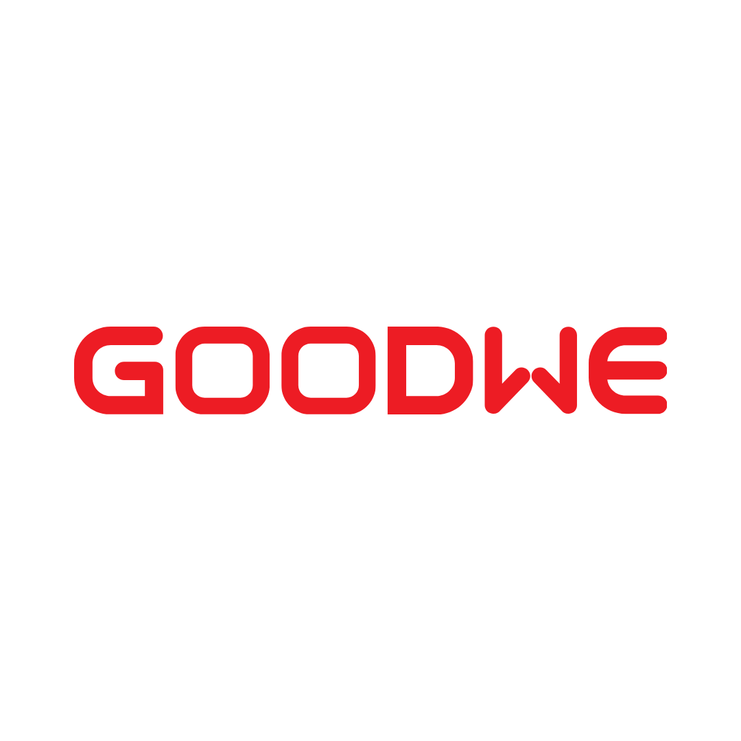 Das Bild zeigt das Logo des Herstellers Goodwe, der Schriftzug ist rot auf weißem Hintergrund